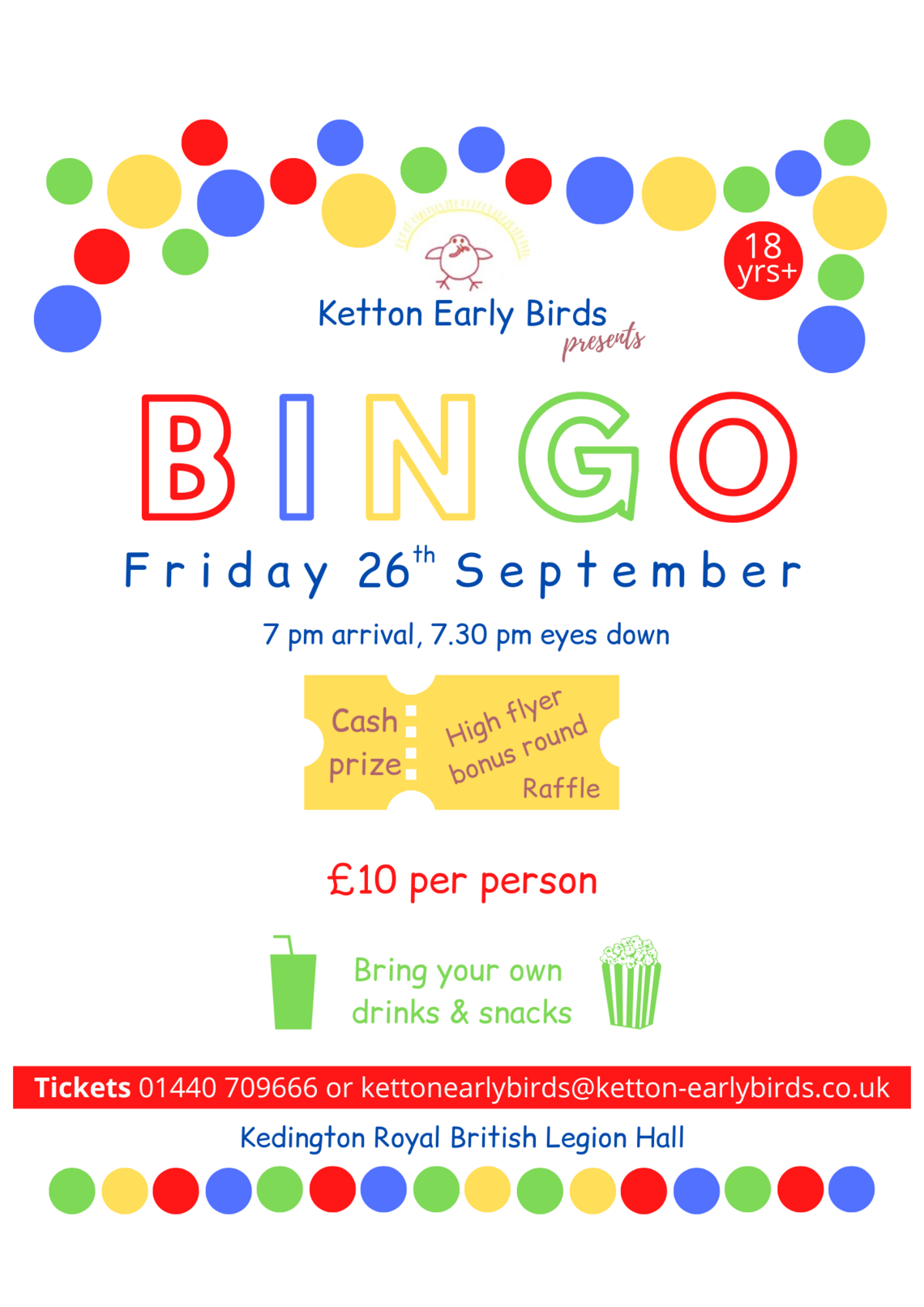 Ketton Early Birds Bingo Sept 2025