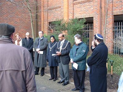 The Mayor Cllr Yogan Yoganathan at the site of the tree