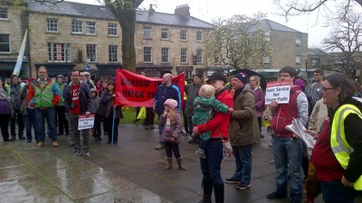 Rally at end of Lancaster May Day march 2015