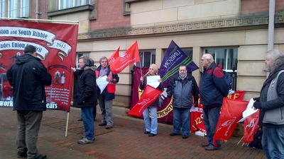 LATUC demonstration,1.30 pm, 17.12.15, Full Council meeting, Lancashire County Council, Pitt Street entrance, County Hall, Preston