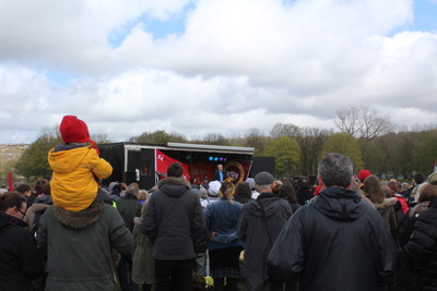 Jeremy Corbyn MP speaking at Burnley May Day rally at Towneley Park