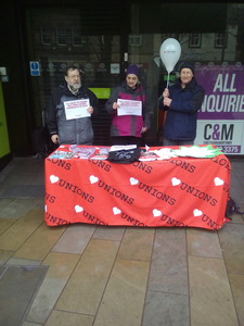  LATUC's #HeartUnions week stall in Market Square, Lancaster, 12.2.19