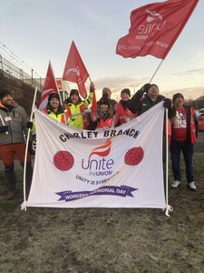 Chorley & District TUC members and Chorley Unite Branch supporting strike action on the 6 February 2023