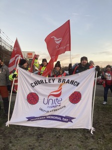 Chorley & District TUC members and Chorley Unite Branch supporting strike action on the 6 February