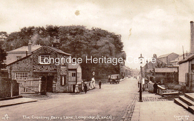 107C - Berry Lane - View downhill of Bank's coal office and the level crossing - 1934