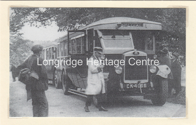 307C - Ribble Bus - Near Whitewell with Water Board workmen - 1932