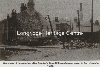 330A - Warwick Street - Proctors Corn Mill after a fire - 1935