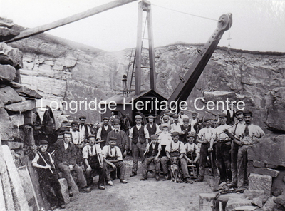 366A - Nook Field Quarry - Quarry workers with crane - 1899