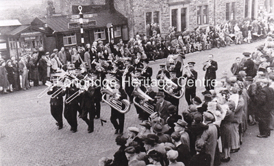 416 - Longridge band - At Stone Bridge. Victory Parade June - 1946