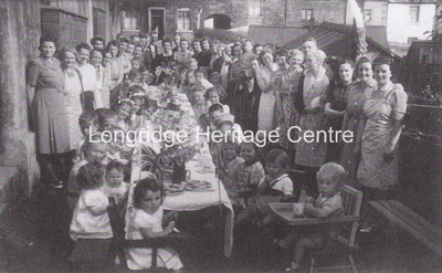 478B - Street Party - Group at rear of Hillcrest Ave - 1945