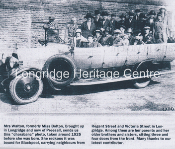 534B - Charabanc outing - Victoria and  Regent street outing to Blackpool - 1925