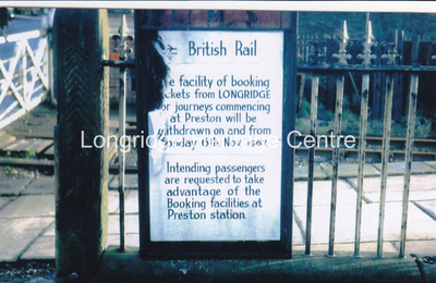 548A - Berry Lane - Raiway station. Notice to remove ticket office - 1969