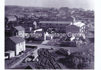 705 - Aerial View - From St Paul's, Parlick Avenue development of prefabs site - 1969