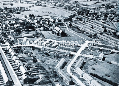 710 - Aerial View - Prefabs to St Pauls's, Jeffery Avenue, Fairsnape Avenue - 1960