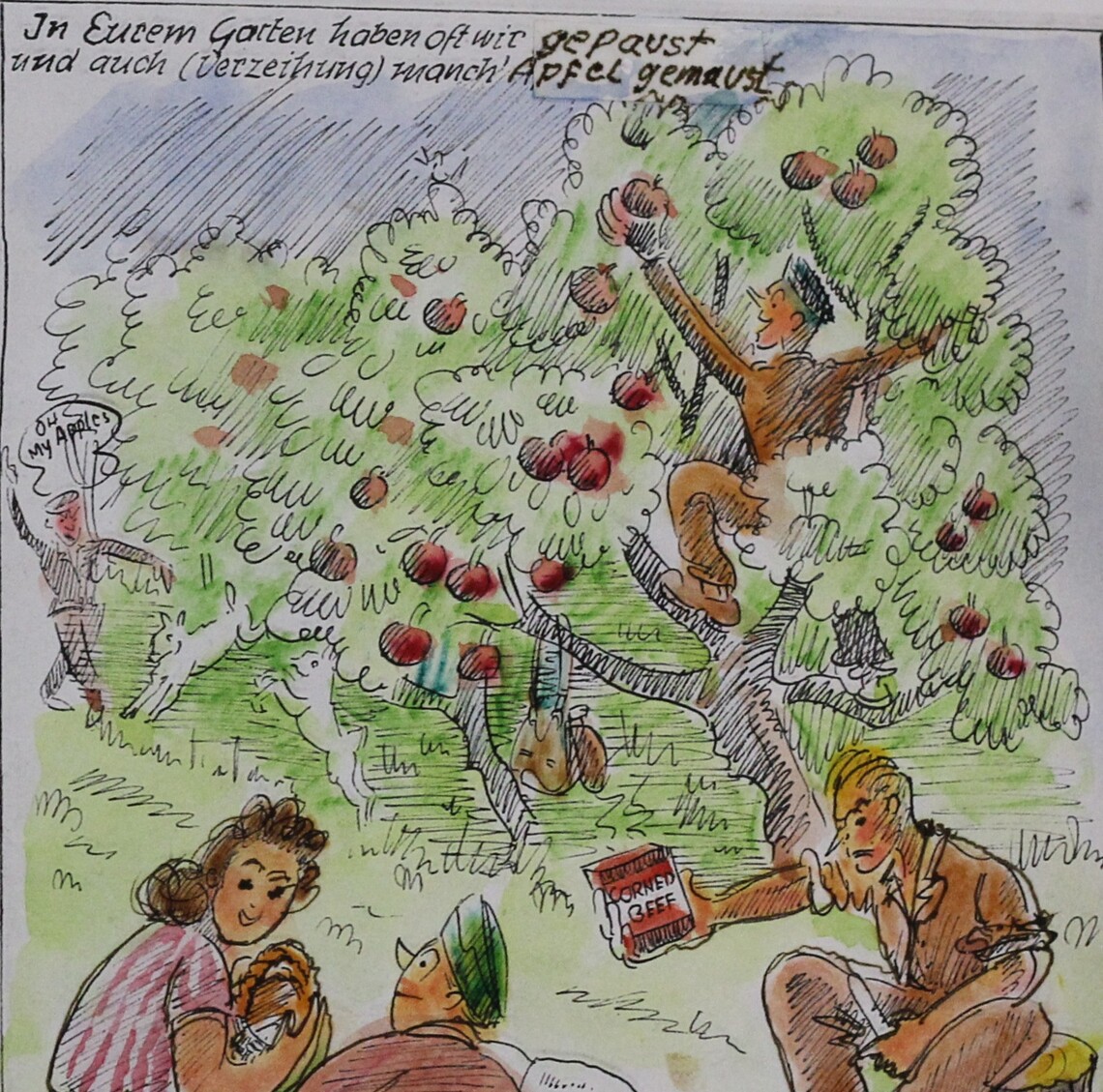 Cartoon created by a German soldier on the Island