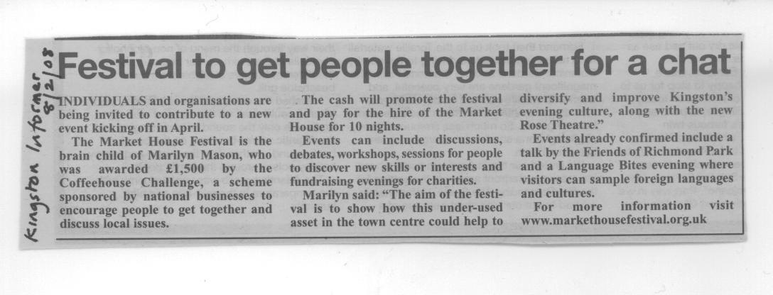 Festival to get people together for a chat, Kingston Informer, Feb 08