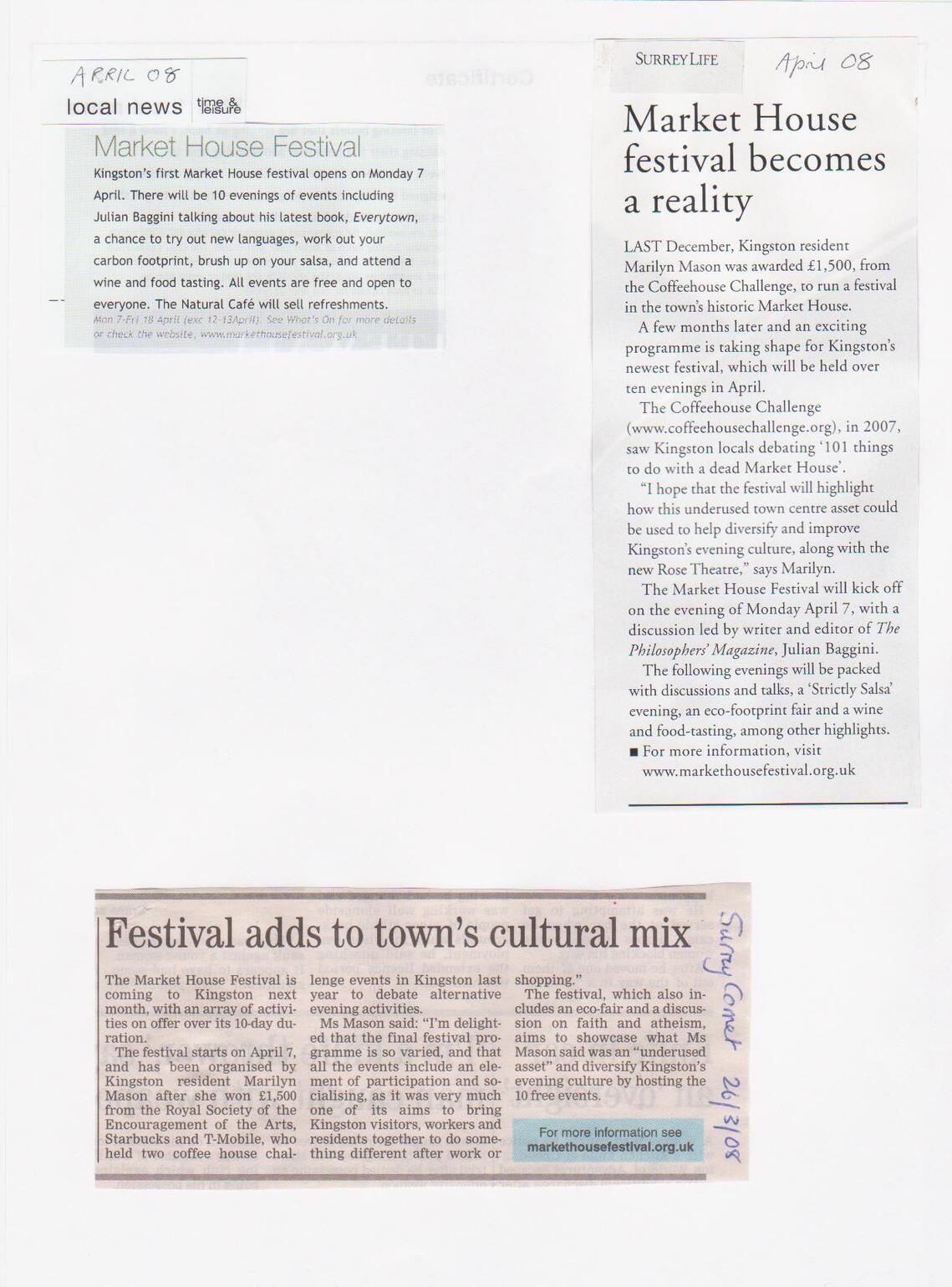 Festival in the local media just before it starts