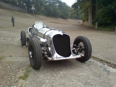 Photo shoot of a vintage racing car at Brooklands