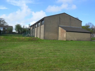 back of the hall from the football pitch