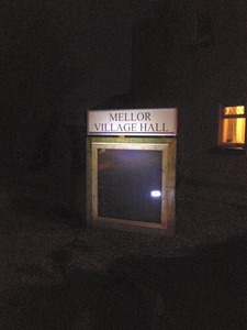 hall sign at night