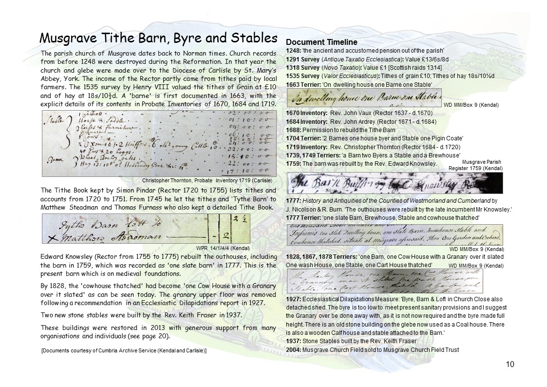 Musgrave Tithe Barn and Timeline