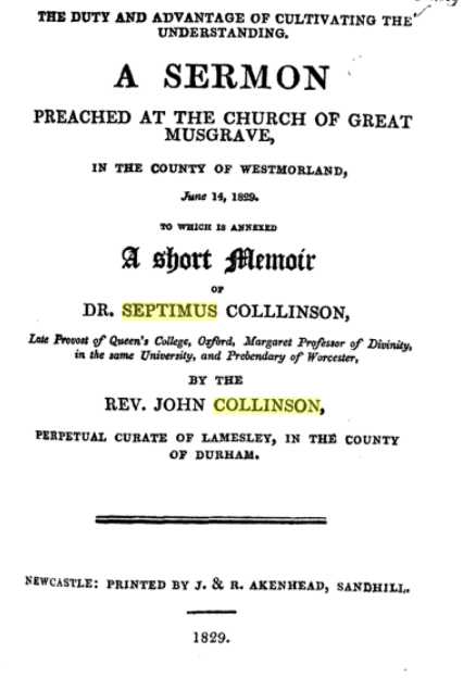 Collinson Sermon 1829