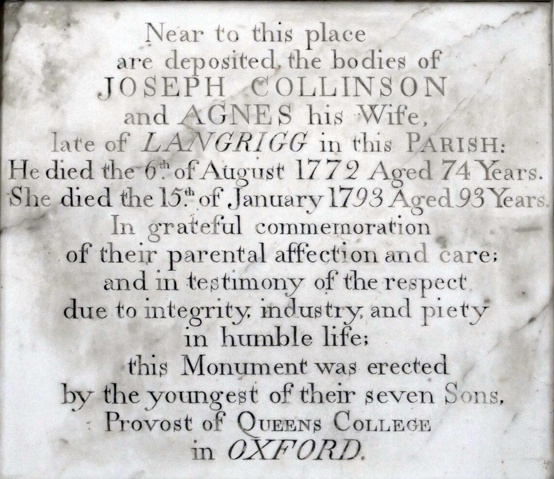 Joseph and Agnes Colllinson 1793