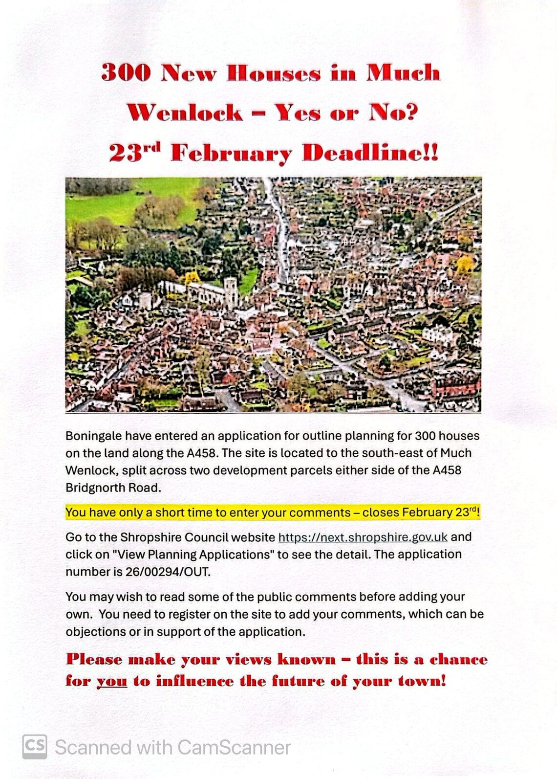 Flier for Boningale Feedback