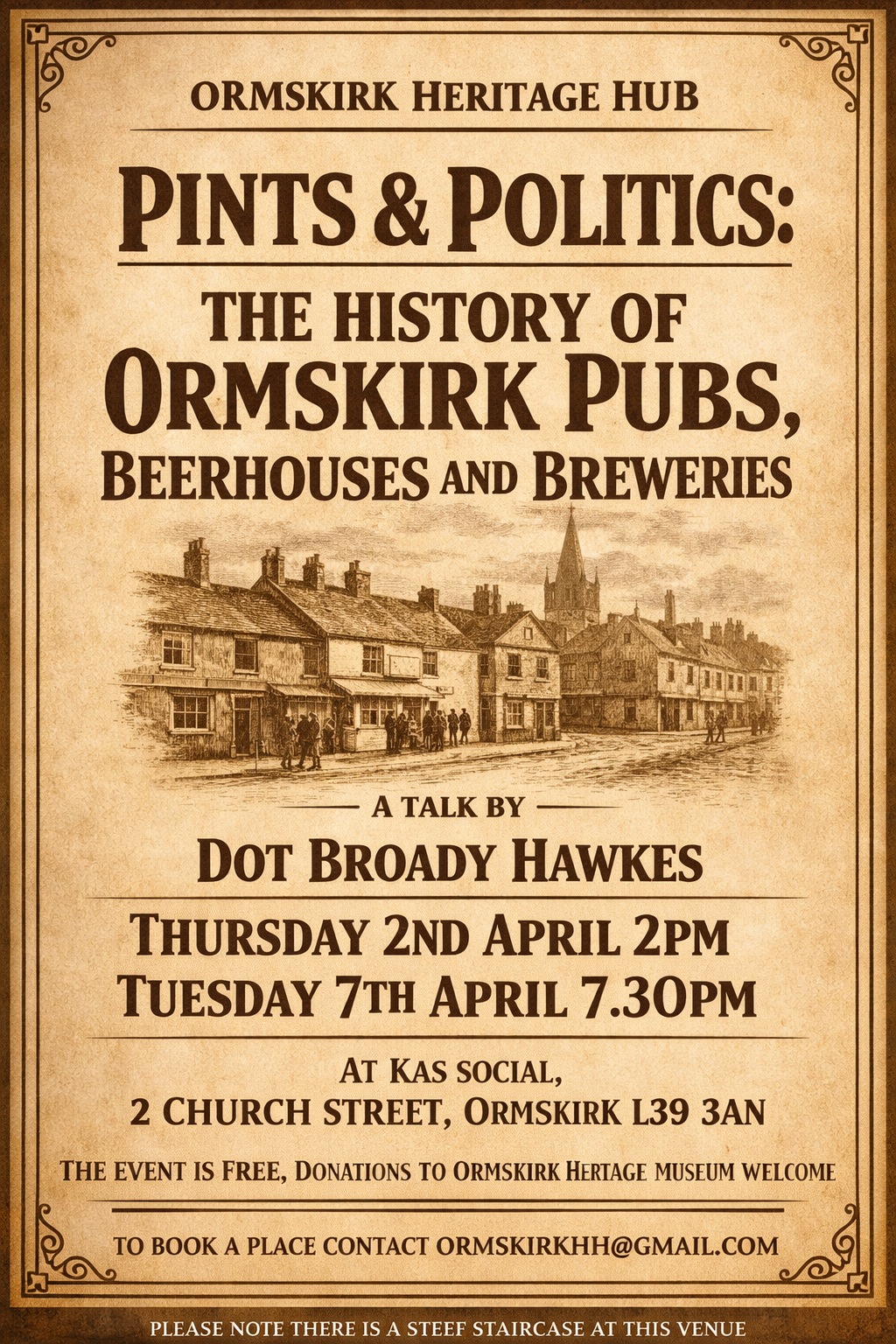 Ormskirk pubs talk poster