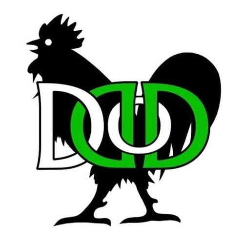 a silhouette of a rooster with DDoD in front