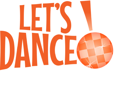 Text of Let's Dance! with a glitterball as the exclamation mark