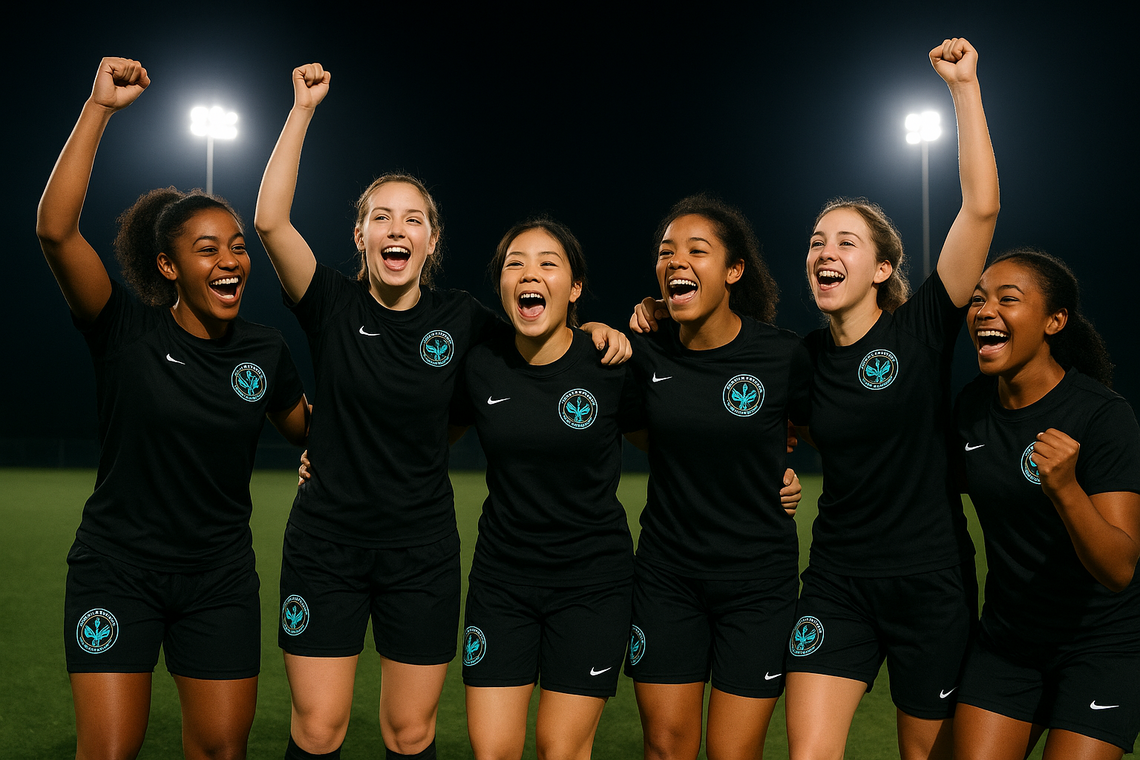 Phoenix female football players in a row
