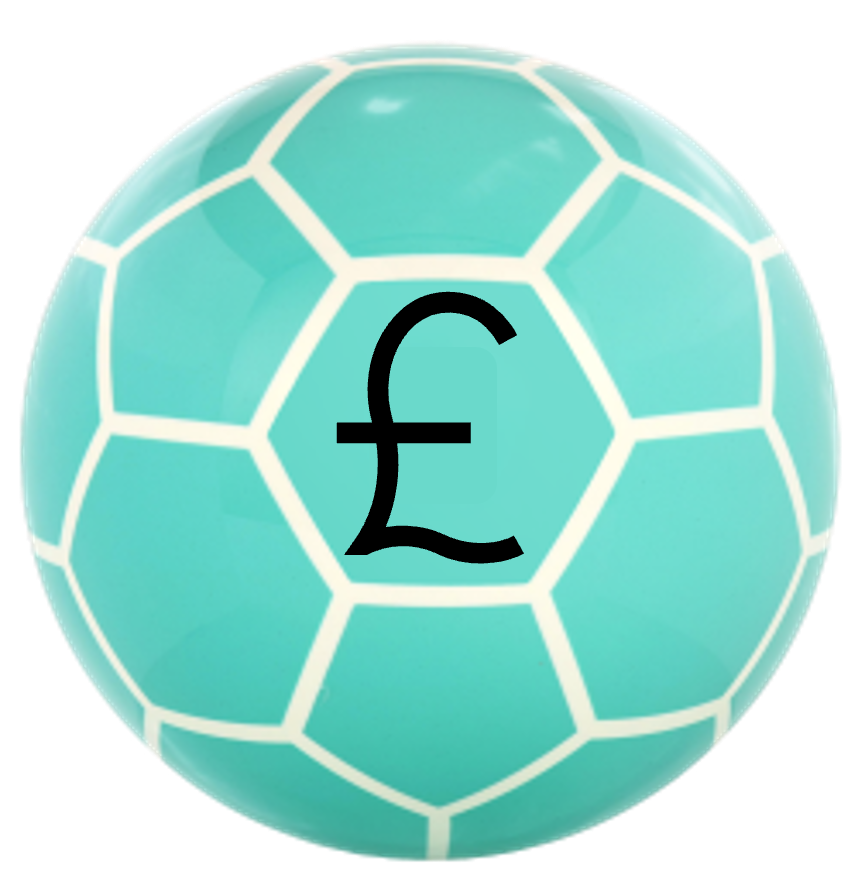 Teal Football with Pound Symbol