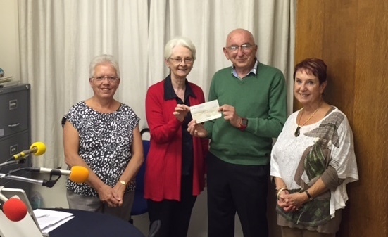 Bill Farmer of Rayleigh Mill Rotary presents us with a cheque for &pound;200 in September 2015.