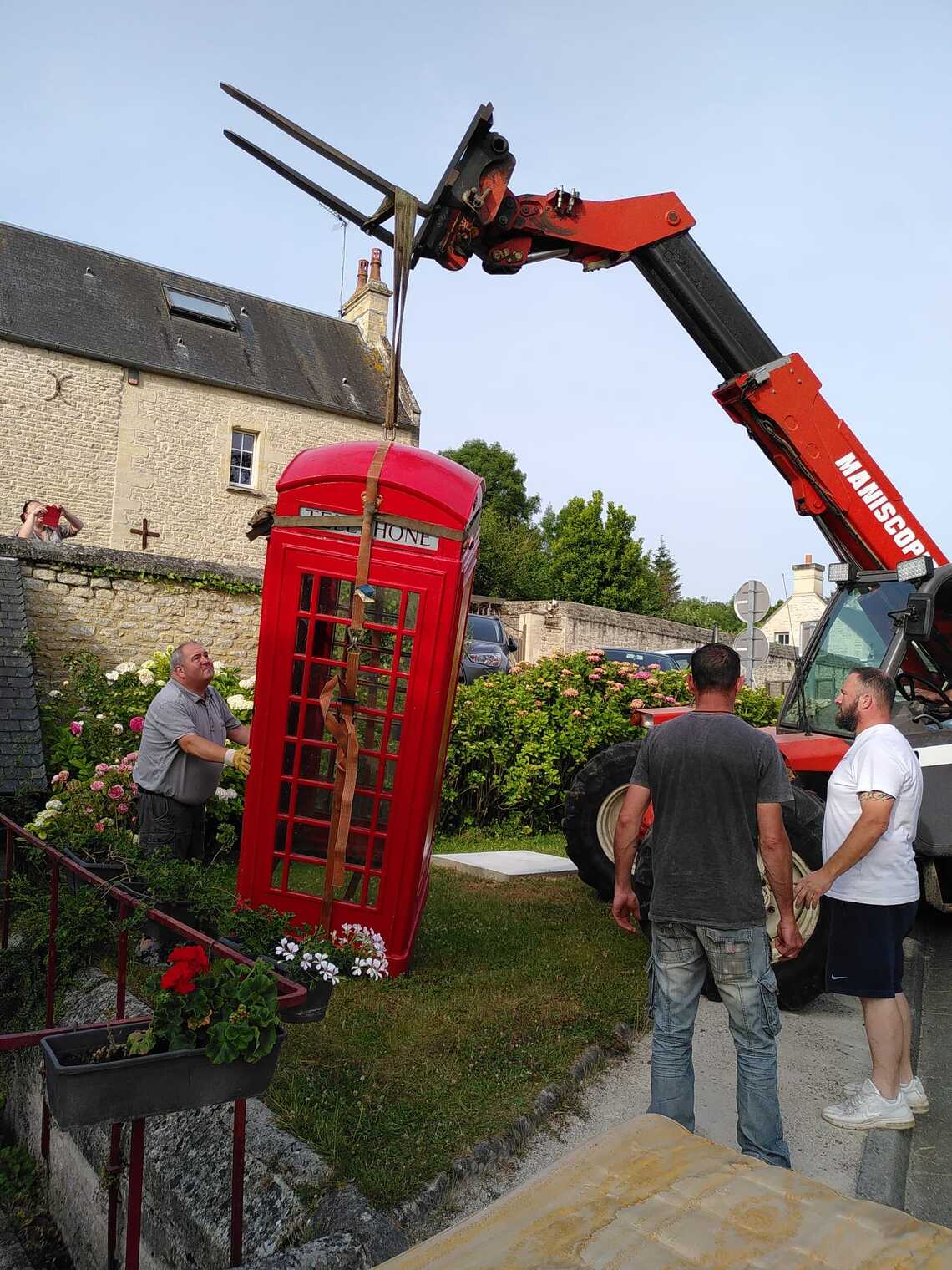 The restored GPO telephone box in its new home in Normandy