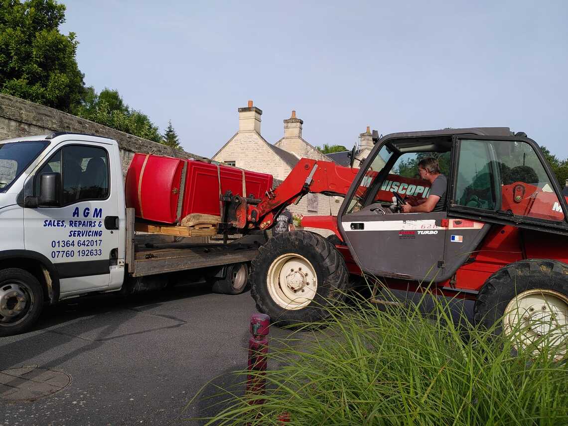 The restored GPO telephone box in its new home in Normandy