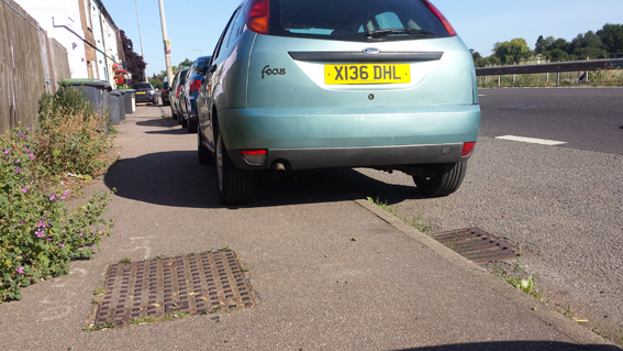 Obstruction on Orchard Road slip Road and pavement