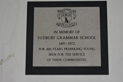 Commemorative Plaque in St Peter's Church mounted on the South wall of the nave. 