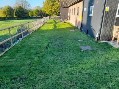 Fencing finished, levelling finished and turfed. 