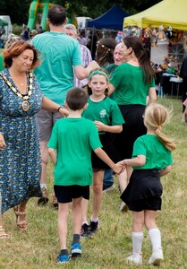 Chelmsford City Mayor, Cllr Linda Mascot taking part in Irish the dancing with the  Maureen Corr Irish Dancers