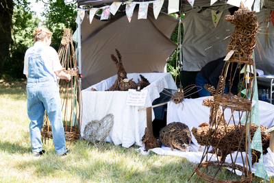 Whimsical Willow stall selling  Homemade willow weaving ornaments