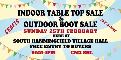 Indoor Table Top Sale Sunday 25th February 2024