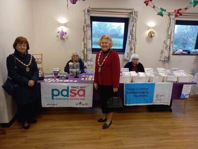 The Mayor of Chelmsford Councillor Janette Potter and Mayoress Councillor Jackie Galley at the PDSA Charity stall