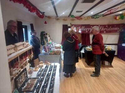 The Mayor of Chelmsford Councillor Janette Potter and Mayoress Councillor Jackie Galley looking at Liz Goodall Cards and Gifts