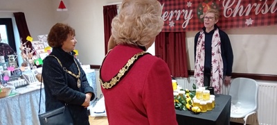 The Mayor of Chelmsford Councillor Janette Potter and Mayoress Councillor Jackie Galley at the Brock Hill Honey stall