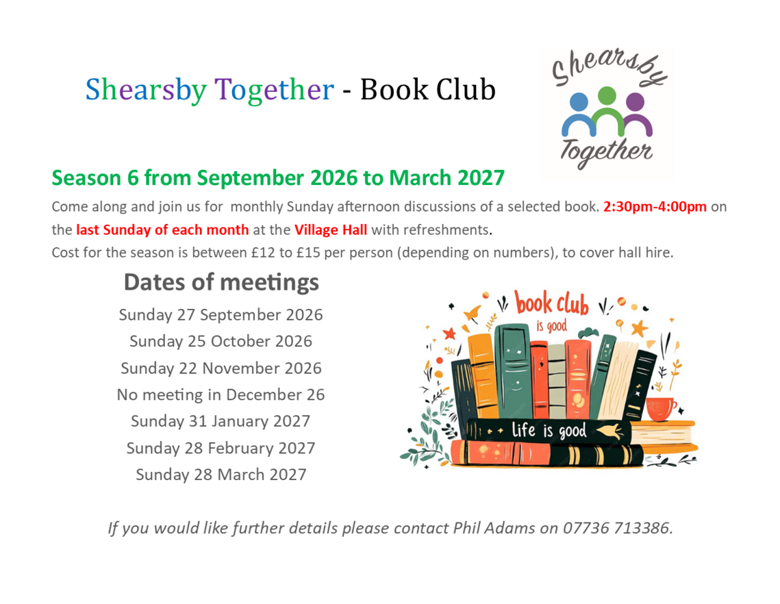 Dates for the Shearsby Together Book Club