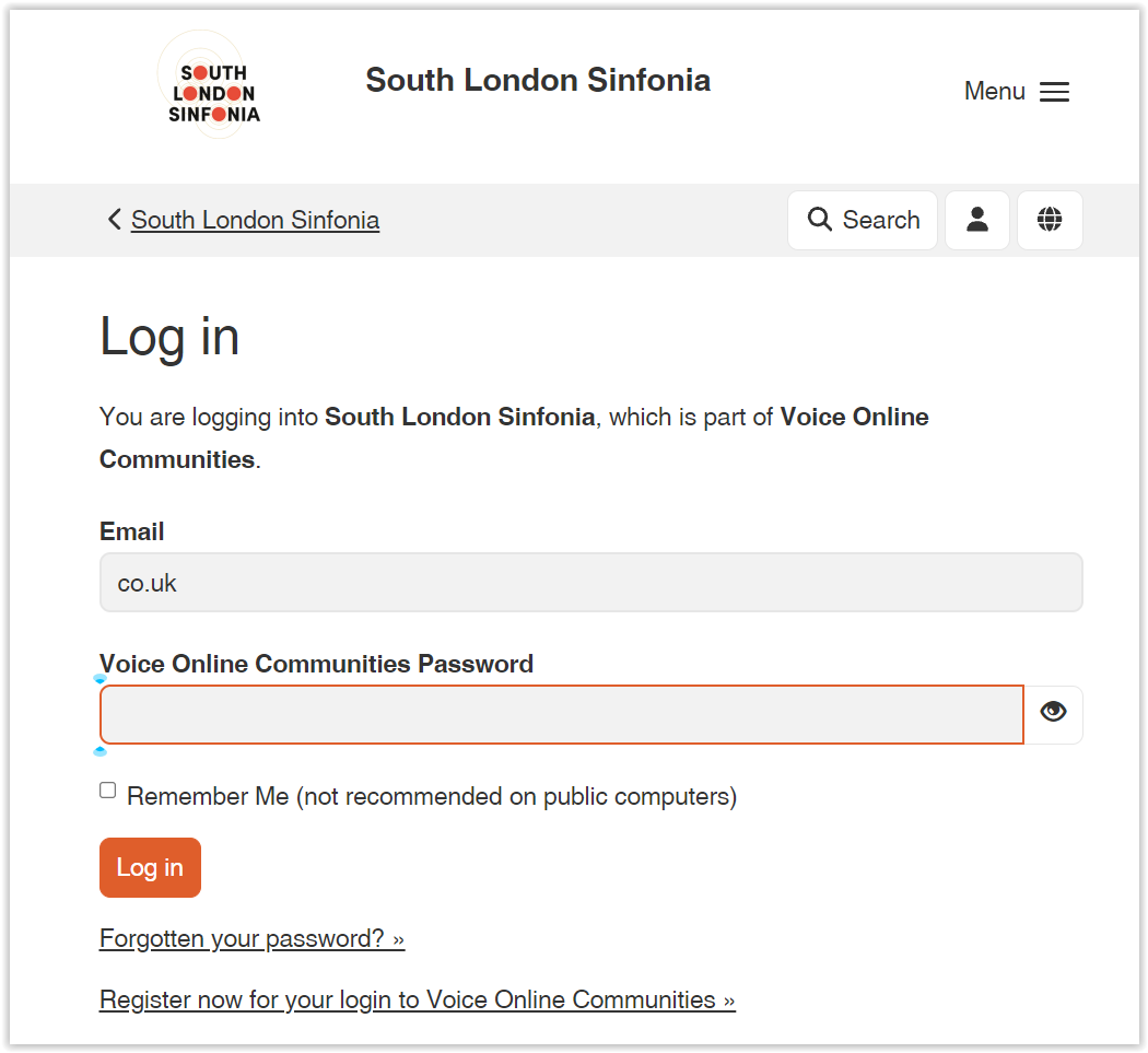 login page