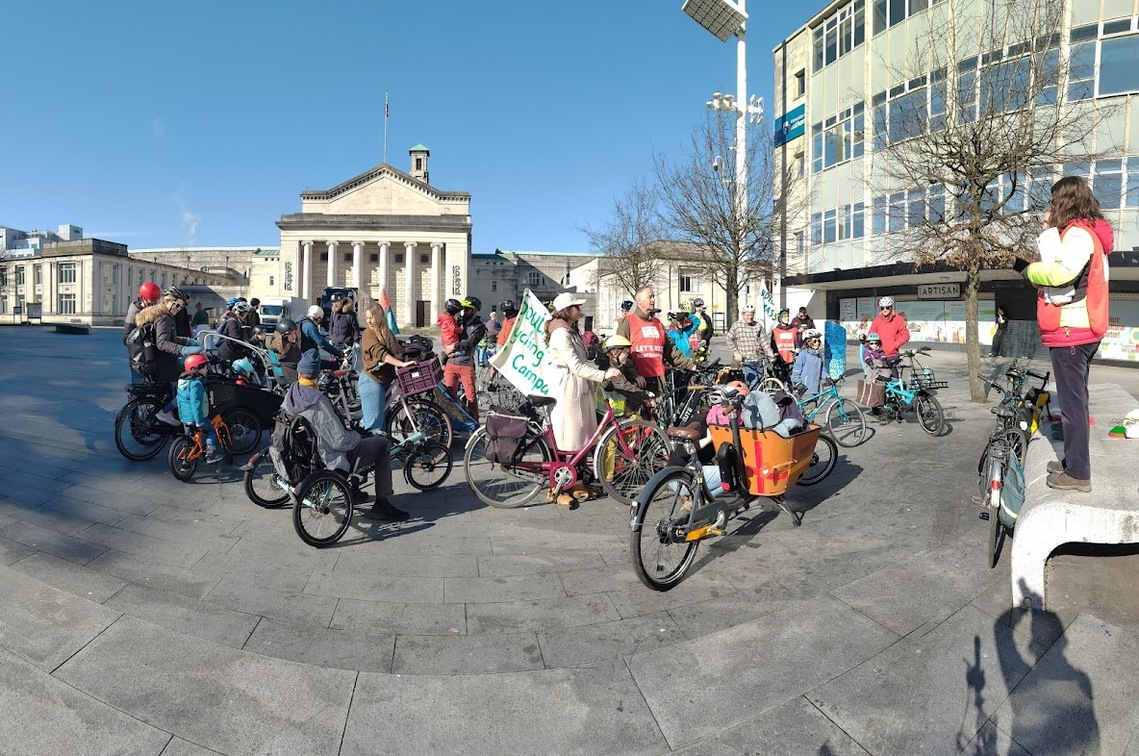Group of cyclists of all ages