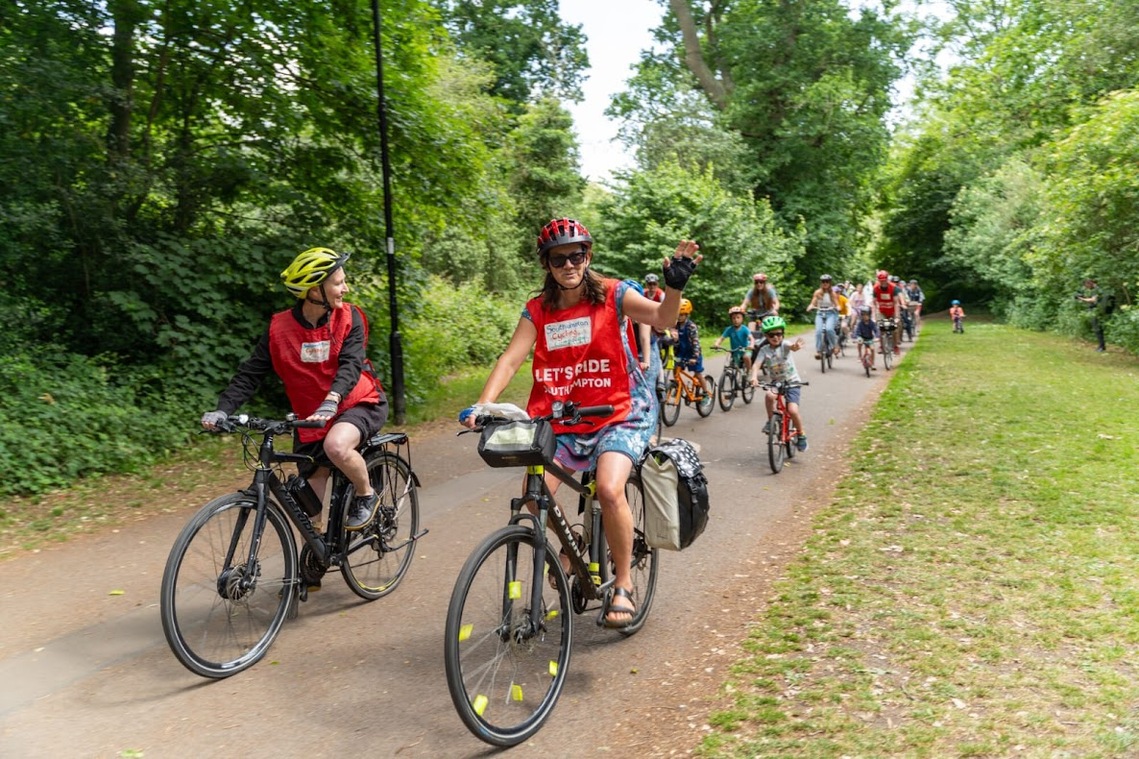 Kidical ride (2 marshals at front)