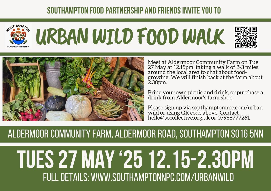 Poster for walk on 27 May 2025 with a food theme